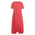 thumbnail image 4 of Liquidation d'Été 2025! Robe Grande Taille pour Femmes, Liquidation d'Été pour Femmes, Mode Femmes Été Décontractée Col Rond Manches Courtes Robe Unie, 4 of 4