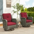 thumbnail image 6 of DREAMSIDEA 3PCS Outdoor Wicker Swivel Glider Sets,Rattan Outdoor Rocking Chairs, Patio Swivel Bistro Furniture Sets with Table for Backyard, Red, 6 of 8