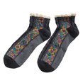 thumbnail image 4 of 1 par de calcetines florales de para niñas, calcetines de barco con adornos de encaje de primavera, calcetería Sunnimix Calcetines Algodón Barco, 4 of 7
