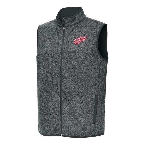 Men's Antigua Heather Gray Detroit Red Wings Fortune Full-Zip Vest