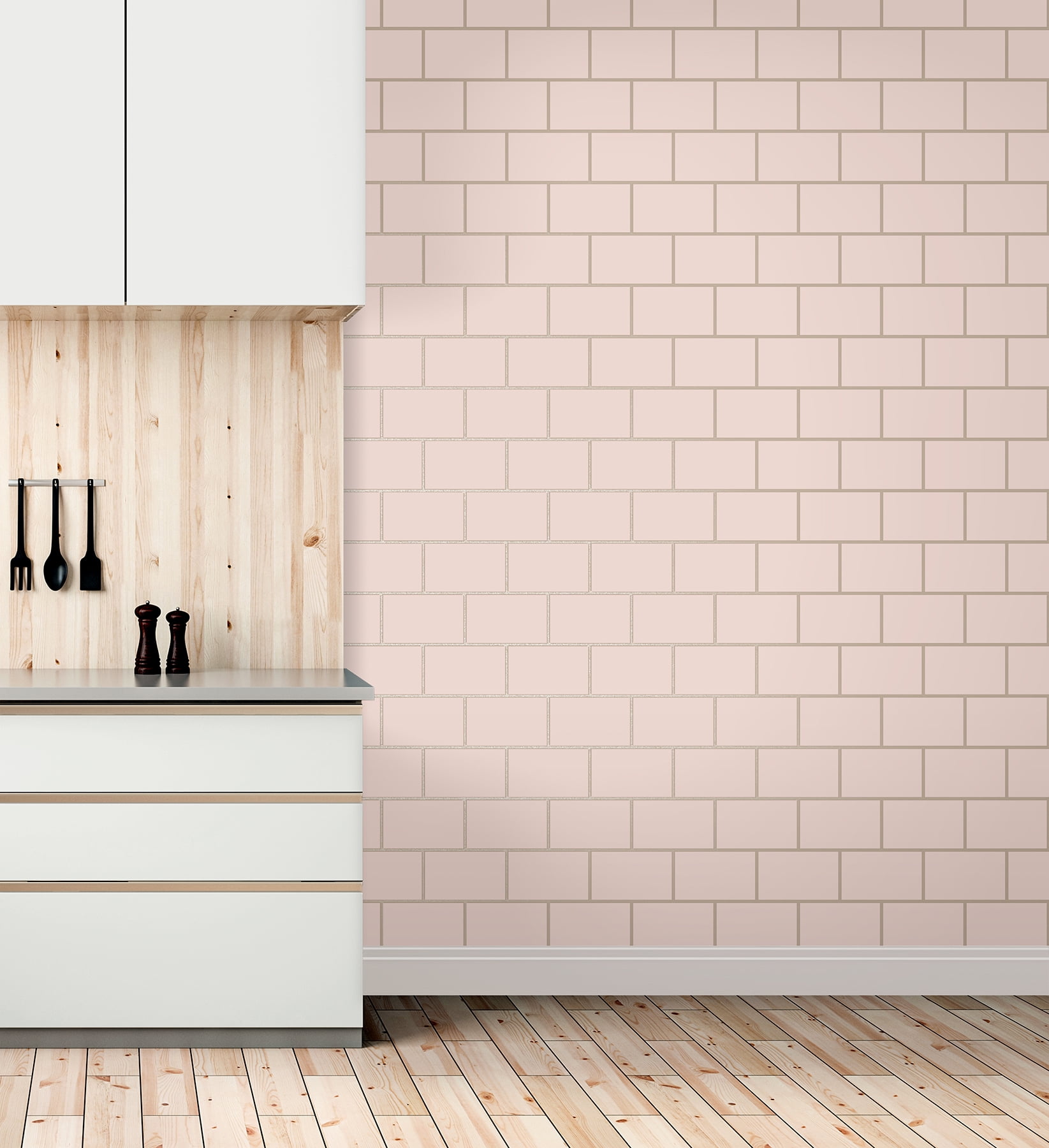 Buy Fine Decor Wallcoverings Metro Rose Gold Tile Wallpaper Online at