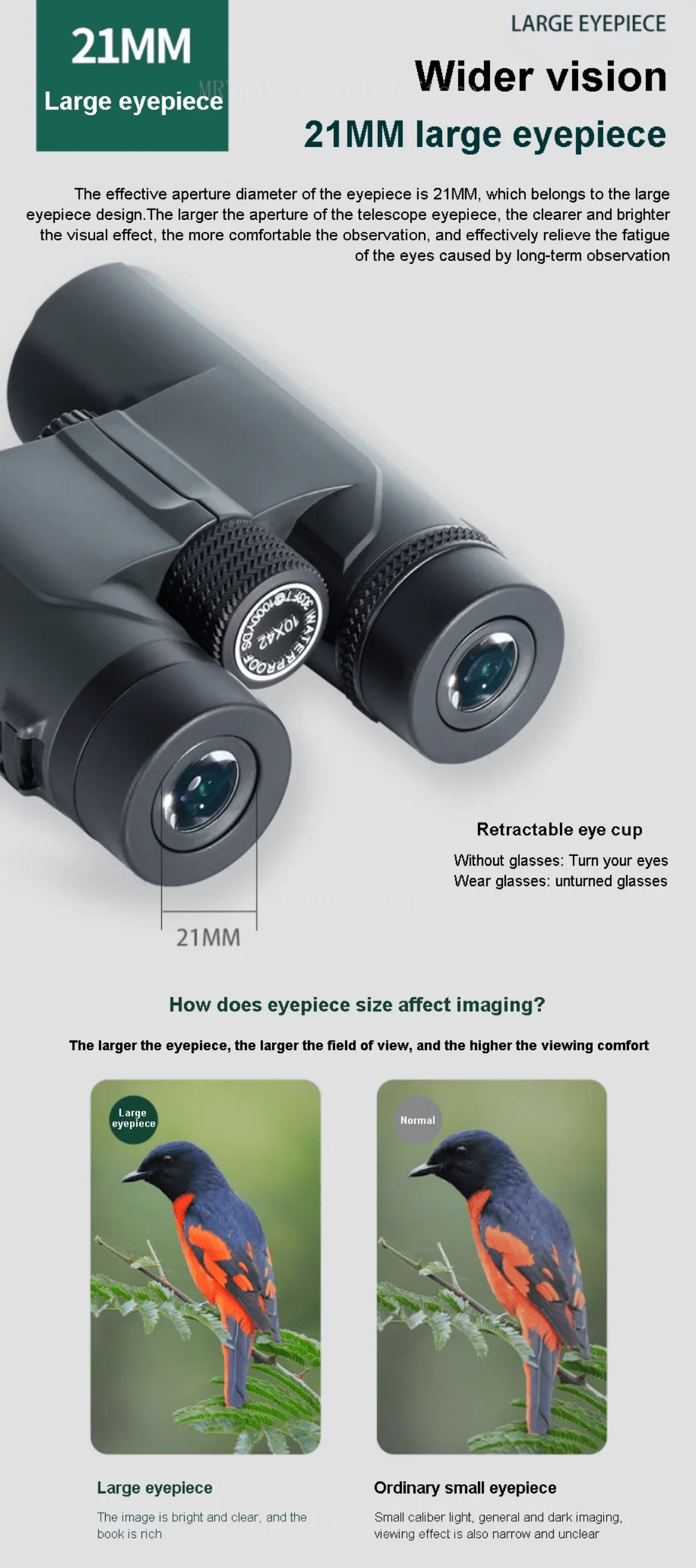 Powerful Telescope 10X42 Professional Binoculars Low Light Night Vision Long Range Magnification Hunting Camping Equipment