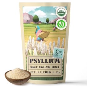 NaturaleBio Organic Psyllium Husk 1.5 lb | Pure Fiber Herbal Supplement | 99% Purity, Natural, Vegan