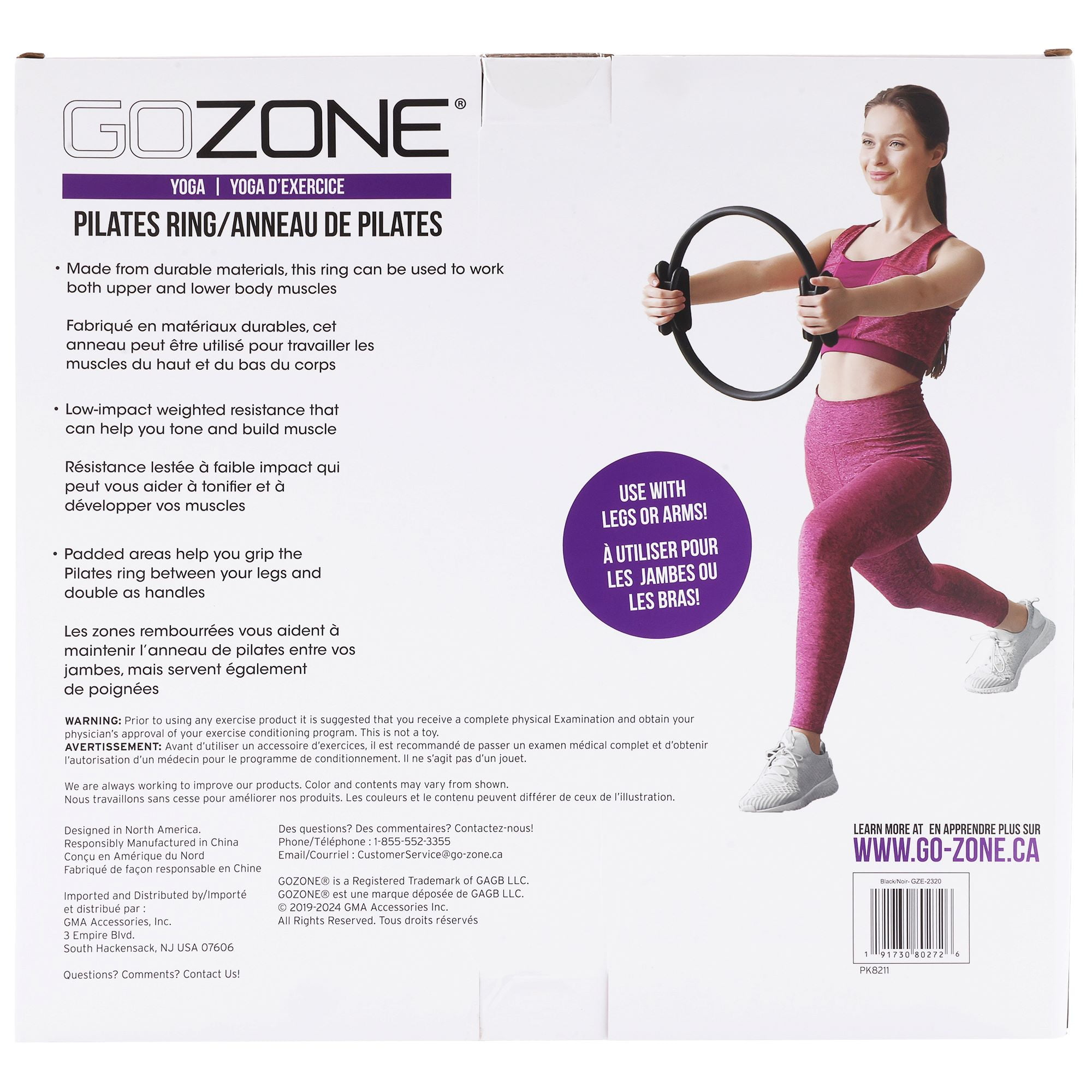 GoZone Pilates Ring, Yoga Fitness Circle pour Exercices de Jambes et de Bras, Noir, 15 Pouces F-GOZONE ANNEAU DE PILATES