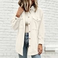 thumbnail image 7 of AherBiu Button down Shirt for Women Corduroy Shacket Collared Lapel V Neck Long Sleeve Casual Loose Tops with Pockets(Large,Beige), 7 of 7