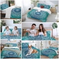 thumbnail image 5 of 3 Piece Teal Blue Boho Duvet Cover Set California King,Microfiber Comforter/Quilt Cover with Corner Ties and 2 Pillowcases,Retro White Rustic Flower Ethnic Pattern Soft Bedding with Zipper Closure, 5 of 8