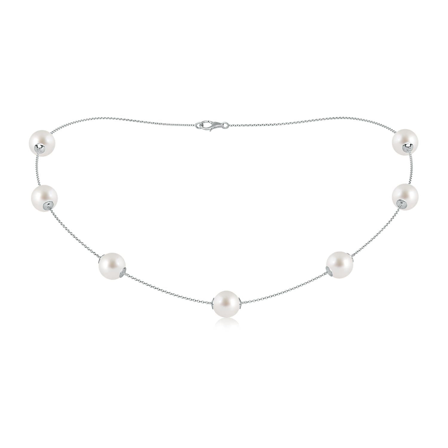 pearl station necklace 14k white gold