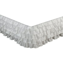 Stacey Solid White Multi-Ruffle Bed Skirt Dust Ruffle Bedding with Platform - Queen Size
