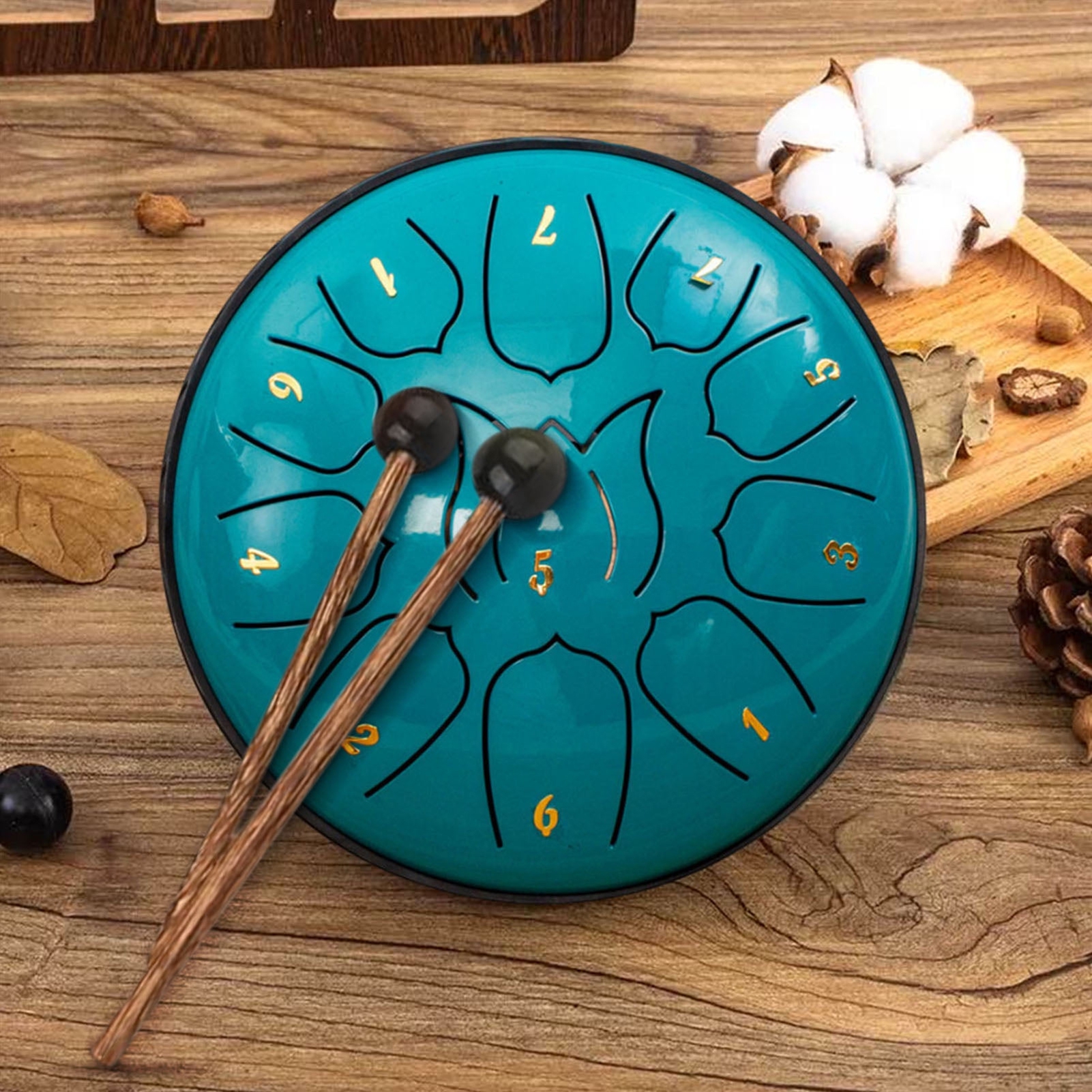 Hyasfey Steel Tongue Drum Compact Design Portable Easy to Use 11 Notes 6 Inches Rain Drum Musical Percussion Instrument