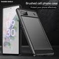 thumbnail image 3 of MYKOMI Phone Case for Google Pixel 6A 5G 2022 with Tempered Glass Screen Protector Cover and Slim Thin Soft TPU Mobile Film Rugged Cell Accessories Protective Pixel6A Women Men Carbon Fiber Black, 3 of 9