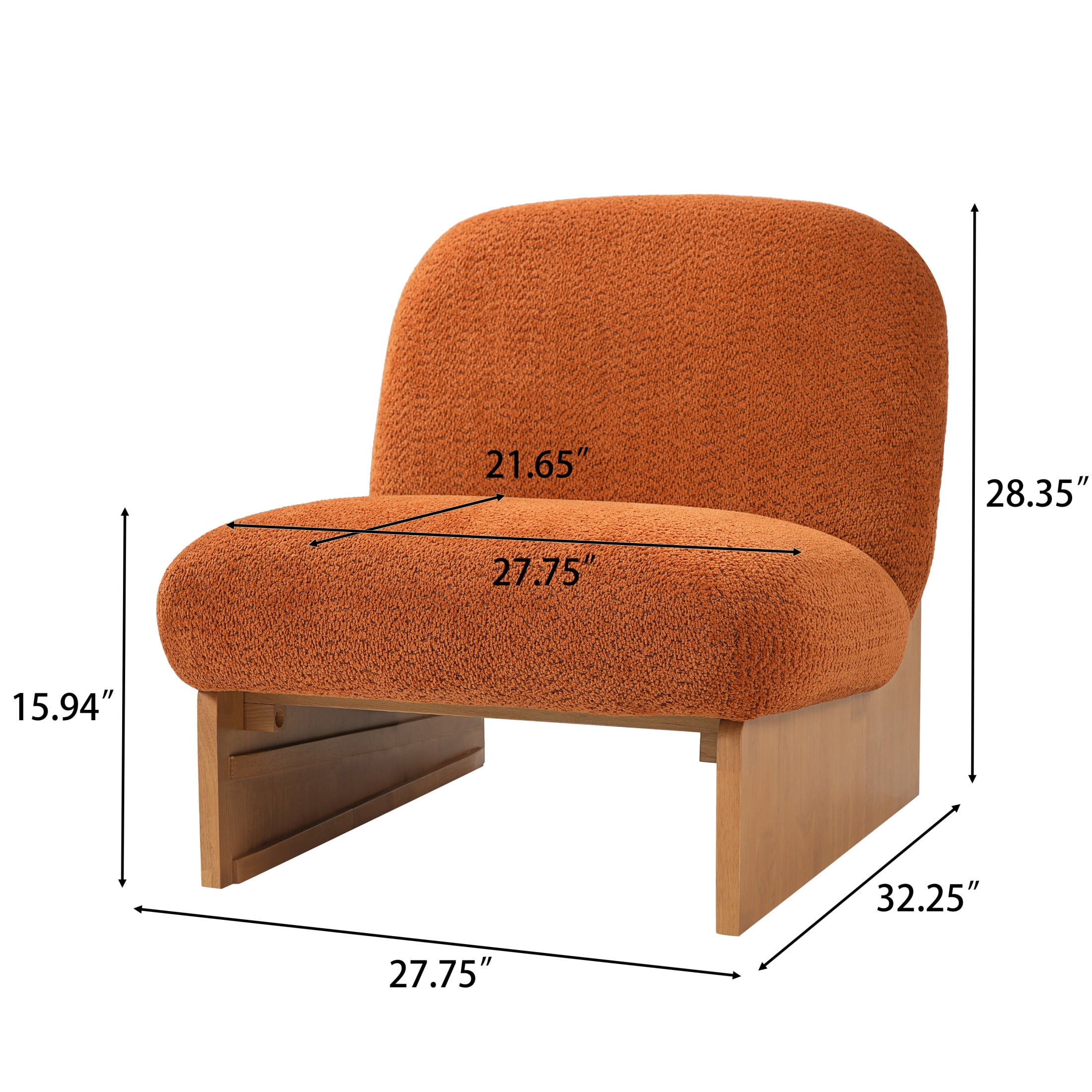 Christopher Knight Home Modern Mid-Century Boucle Upholstered Accent Side Chair, Pumpkin Orange, Set of 2