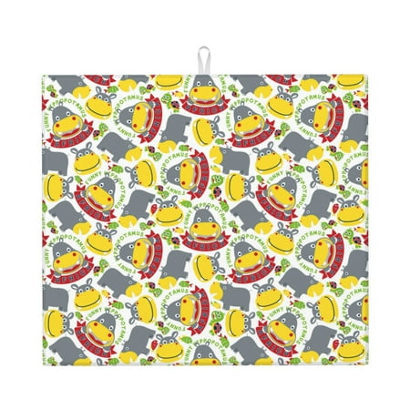 

Matuu Hippopotamus for Dish Drying Mat for Kitchen Counter for Kitchen and Dining Kitchen Counter Accessories 16 x18