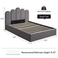 thumbnail image 7 of Upholstered Bed Frame with Palm-Shape Headboard, 750N Hydraulic Lift Storage Bed with Soft Velvet Fabric, 14 Wooden Slats, 8.26" Under-Bed Storage Space, Noise-Free Design, Gray, Full, 7 of 7