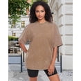 thumbnail image 3 of Camiseta Adorejoy Oversize Vintage Lavada para Mujer - Caqui, 3 of 8