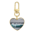 thumbnail image 1 of Mar Ocean Wave Science Nature Picture Llavero de metal en forma de corazón dorado, 1 of 3