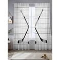 thumbnail image 5 of Ice Hockey Semi Sheer Window Curtains 96 Inches Long, Farmhouse Rustic Ball Sport Game Wooden Grain Rod Pocket Voile Silky Chiffon Curtain Light Filtering Drapes for Living Room, 52"x96", 2 Panels, 5 of 9