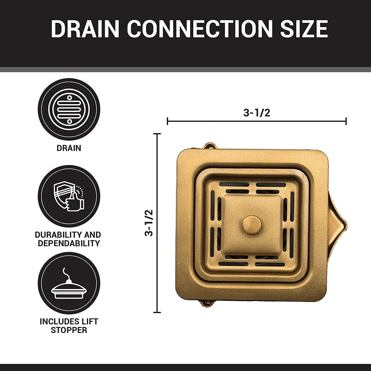 Strictly Sinks Stainless Steel Square Garbage Disposal Adapter for Kitchen Sink Durable with Drain