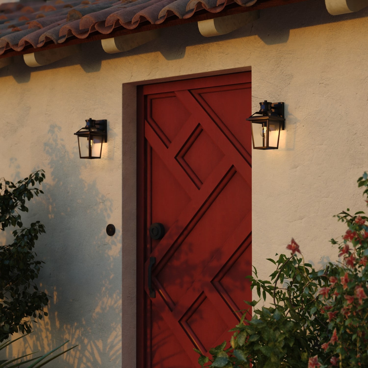 VAXCEL Hanover Park Black Motion Dusk to Dawn Outdoor Wall Sconce Light