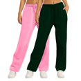 thumbnail image 2 of Bcresic 2 Piece Woman Sweatpants Loose Wide Leg Lounge Pants Joogy for Lady High Waisted Trousers,Y06_Army Green,Medium, 2 of 3