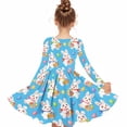 thumbnail image 7 of Xdegoge Classic Kids Girls Easter Dress Cute Bunny Egg Graphic Printed Tween Summer Sundress Knee Length Swing Long Sleeve Spring Holiday Event Outfit Casual Daily Play Wear for Teen, 7 of 7