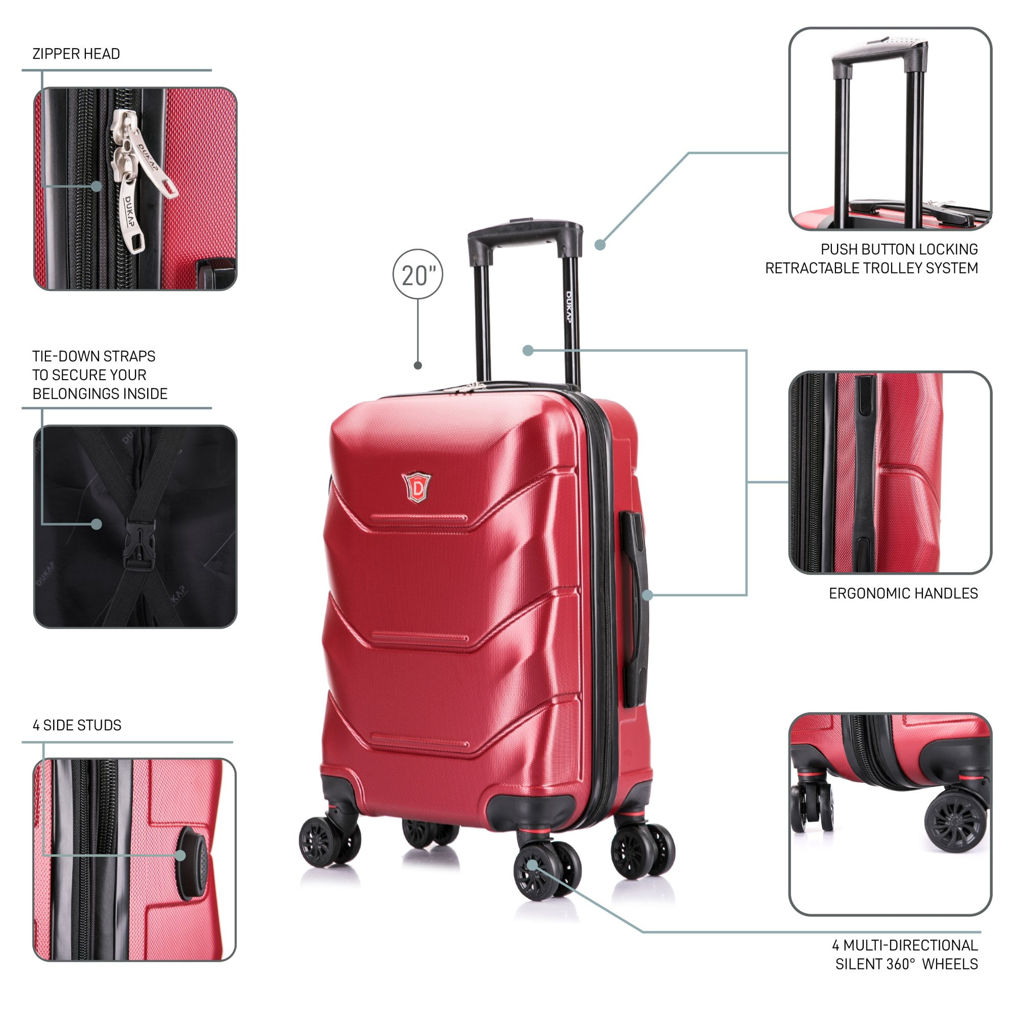 DUKAP Zonix 20" Lightweight Hardside Spinner Carry on Luggage