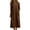 Brown, variant on Women's Split V Neck Three Quarter Sleeve Maxi Linen Dress Chest Flap Pockets Empire Waist Side Slit Loose Casual Vacation Dress