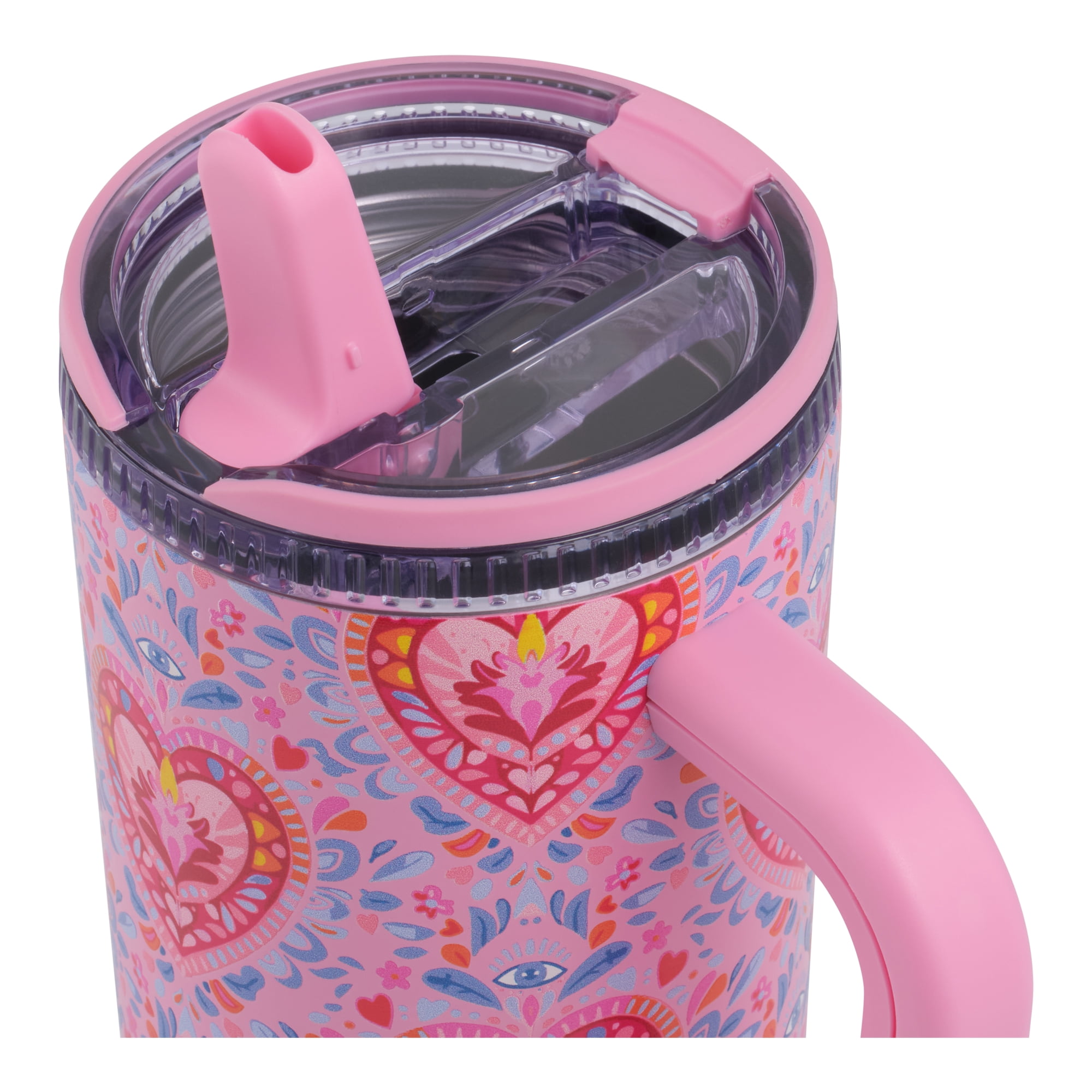 Cely x TAL 32oz Stainless Steel Skye Tumbler with Handle and Fip-up Straw, Hearts