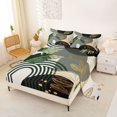 thumbnail image 2 of Castle Fairy Boho Tropical Leaf Queen Sheet Sets 4 Pieces for Kids, Geometric Print Bed Set for Bedroom, Green Black, 2 of 6