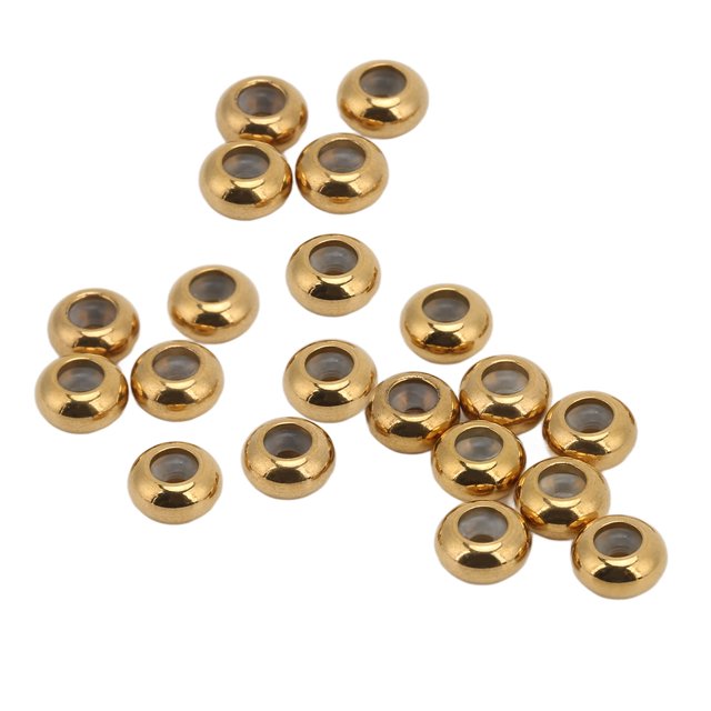 20 piezas cuentas espaciadoras de acero inoxidable ajuste localizable oro 6x3x1,5mm accesorios para hacer joyas DIY