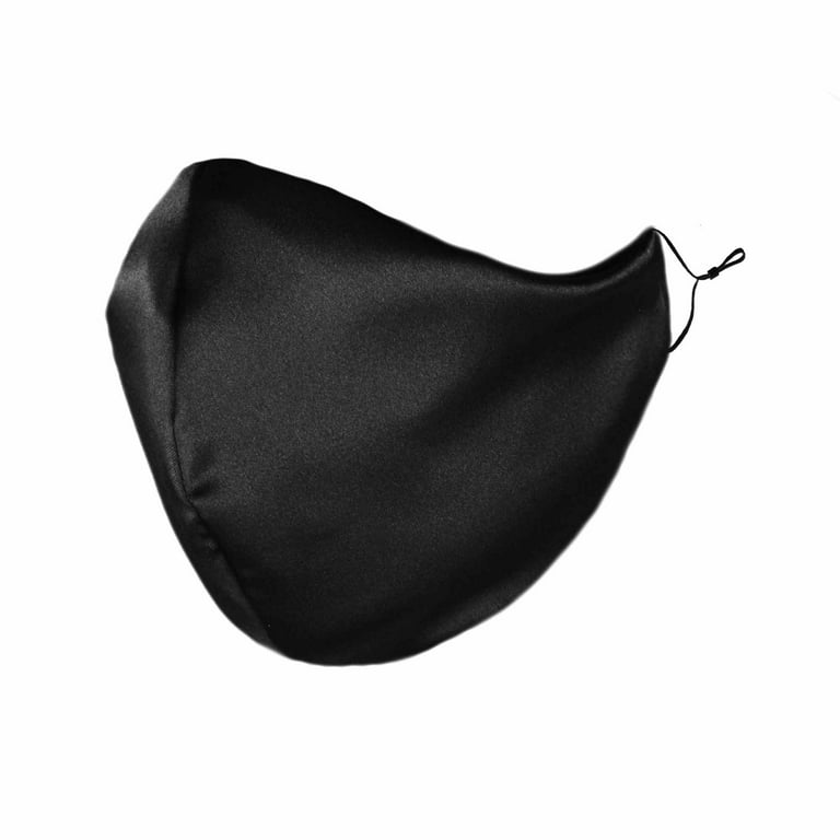DALIX Exclusive Charmeuse Satin 3 Layer Face Mask in Black - S-M