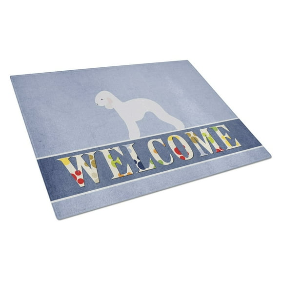 Caroline's Treasures Bedlington Terrier Welcome Glass Cutting Board Large