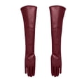 thumbnail image 2 of Gants Rouges Mitaines Gants Longs en Cuir pour Femmes 50 cm par-Dessus Simili Cuir PU Plats Mode Couvre-Bras, 2 of 4