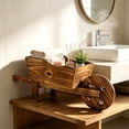 thumbnail image 7 of Hyknon Wooden Wagon Plantser Box, Garden Plants Cart with Wheels Handle, Rural Farmhouse Flower Basket, Cart Storage Basket Decor for Home Garden Outdoor Balcony Vegetables Flowers Herbs 18.5"L 7.5"H, 7 of 7