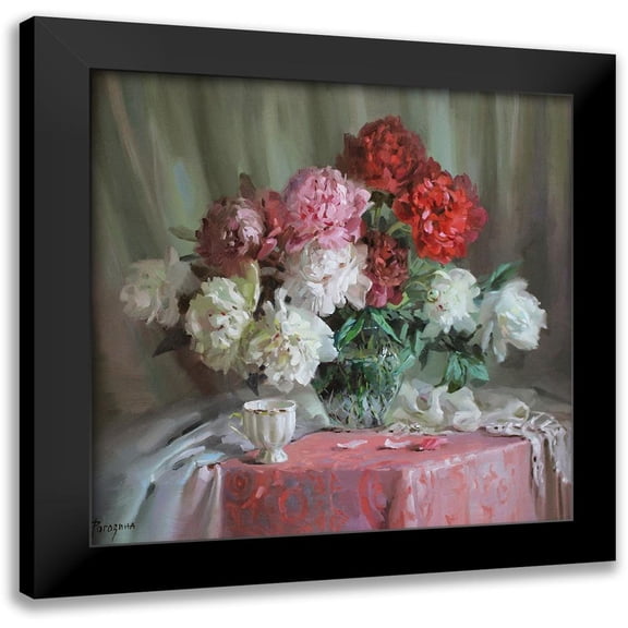 Rogozina, Svetlana 12x12 Black Modern Framed Museum Art Print Titled - Still Life with Peonies