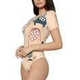 thumbnail image 2 of KLL Women 's Crew Neck Bodysuit Jumpsuits Cute Ink Drawn Elephants Print Short onesies Stretch T Shirts, 2 of 7