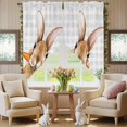 thumbnail image 5 of Easter Bunny Swag Valance Curtains Watercolor Brown Rabbit Eating Carrots Light Grey Plaid Rod Pocket Swag Curtains Small Window Treatments for Kitchen Bathroom Bedroom 36" W x 36" L, 2 Panels, 5 of 9
