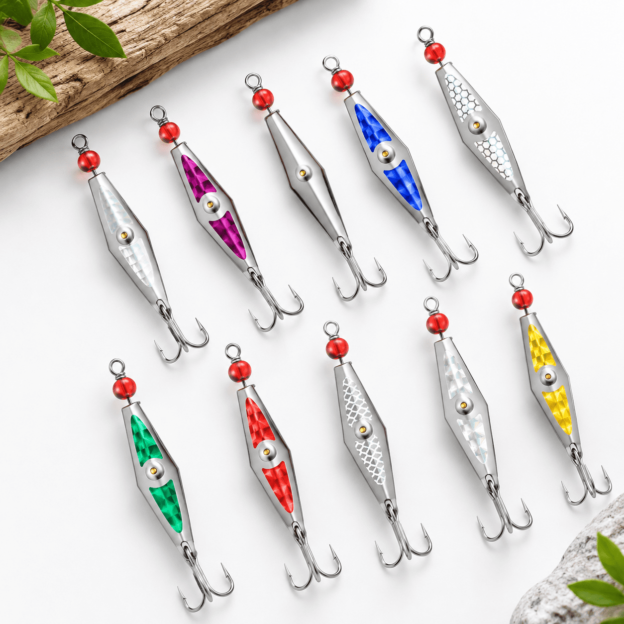 Multicolor 10-Pack Trolling Spoon Fishing Lures for Saltwater Angling