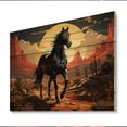 thumbnail image 2 of Designart "Horse in Nevada Black Beauty in the Desert I" Animals Print on Natural Pine Wood, 2 of 5
