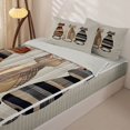 thumbnail image 2 of Manfei Patchwork Cat Zipper Queen Comforter Set with Fitted Sheet and 2 Pillowcases, Modern Fashion Grid Zipper Bedding Set, Beige, Gray Reversible, 4 Pieces, 2 of 7