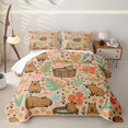 thumbnail image 2 of Erosebridal Cartoon Capybaras Bed Spread Queen,Funny Mouse Rodent Tropical Monstera Leaf Queen Coverlet Set For Capybara Lovers,3 Pieces, 2 of 7
