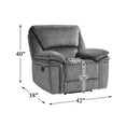 thumbnail image 3 of Lexicon 40" Traditional Style Microfiber Reclining Chair in Gray Finish, 3 of 5