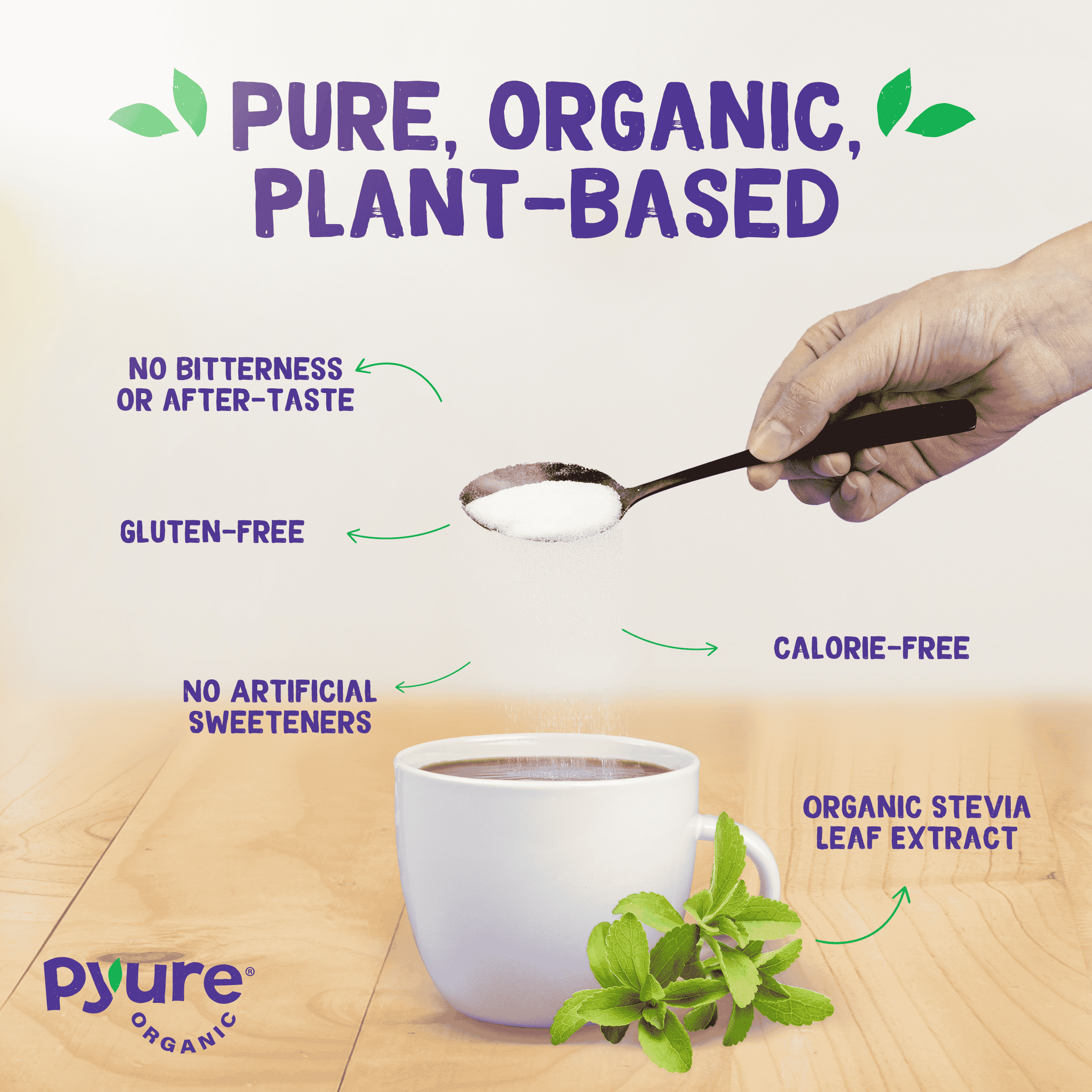 (2 pack) Pyure Organic Stevia Blend | Granulated Sugar Substitute with Zero Calories & Carbs | Keto, Diabetic & Vegan Friendly | Sugary Taste Alternative | USDA Organic, Non-GMO | Good For Baking | 12oz