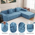 thumbnail image 5 of SHANNA Stretch Sectional Couch Covers Non Slip L Shaped Sofa Slipcover with Elastic Bottom Washable Couch Protector with 2 Pillowcases (Lake Blue, 3+3 Seater), 5 of 12