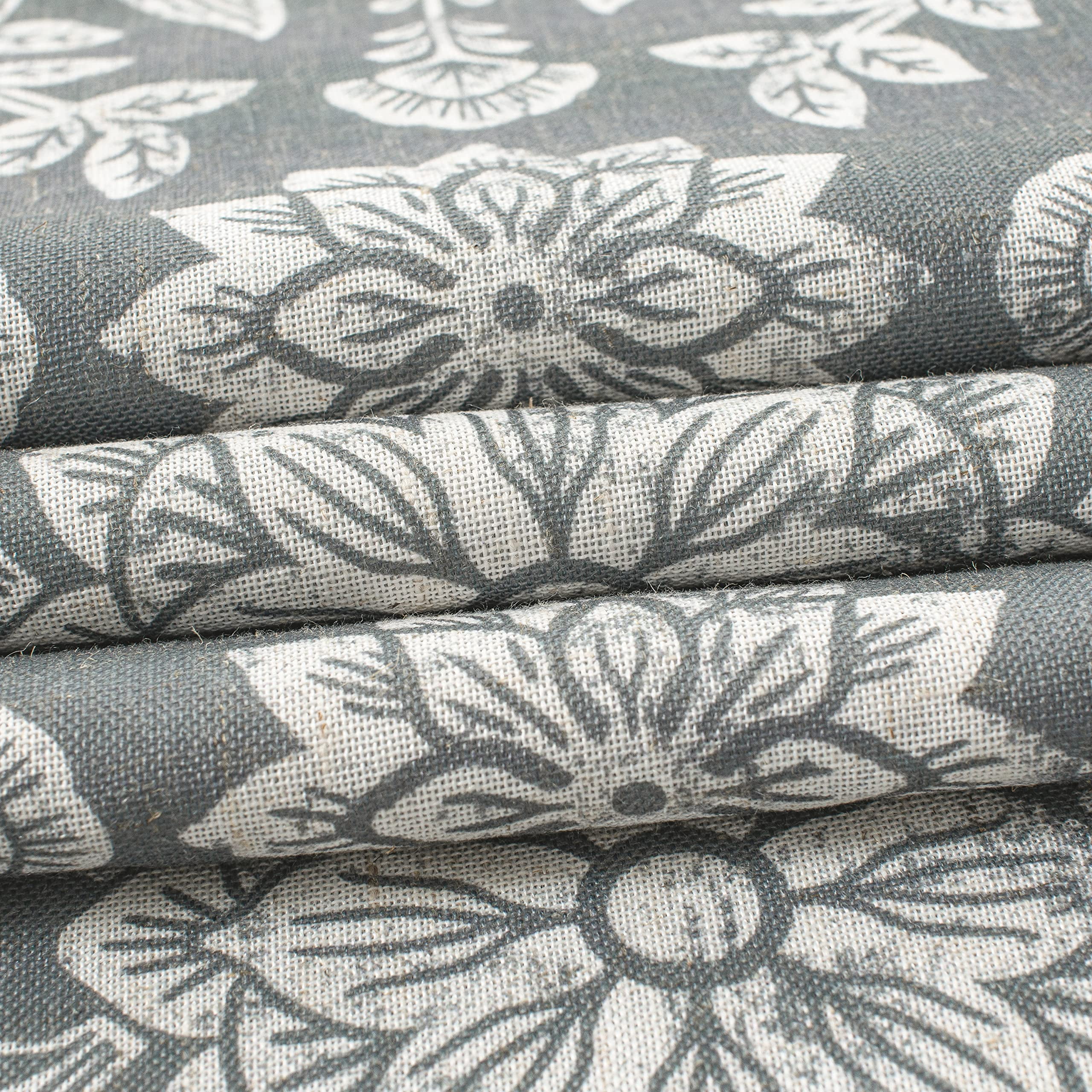 DriftAway Twyla Linen Blend Blackout Valance for Kitchen 18 Inch Length Boho Floral Printed Lined Rod Pocket Room Darkening Window Curtain Valance for Living Room Bedroom 52x18 Inch Gray Beige
