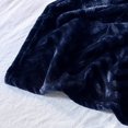 thumbnail image 4 of Exclusivo Mezcla Soft Flannel Fleece Lightweight Throw Blanket(50"x60"), Brushed Chevron Design Fluffy Plush Cozy Blanket for All Seasons, Navy Blue, 4 of 7