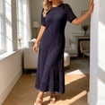 thumbnail image 2 of XIAOCHA Women's Open Knit Cover-Up Dress Crew Neck Short-Sleeve Summer Beach Maxi Dress, 2 of 6