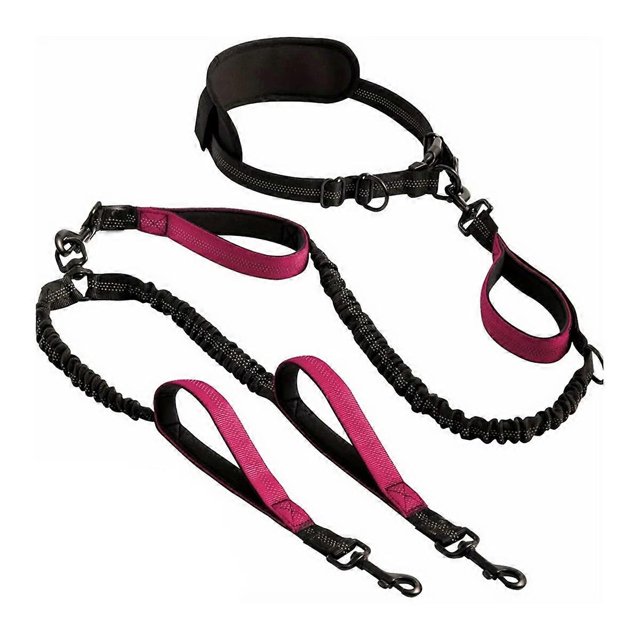 Reflective Dual Dog Leash for 2 Dogs Padded Handles Dual Dog Leash for Medium Large Dogs Training Jogging Running A