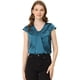 thumbnail image 1 of Allegra K Blusa De Satén Para Mujer, Oficina De Trabajo, Cuello En V, Manga Casquillo, Top Elegante Azul XL, 1 of 5