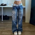 thumbnail image 4 of EMMIOL Women's Low Rise Cargo Jeans - Y2K Wide-Leg Baggy Denim Pants with Heart Pattern, 4 of 8