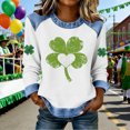 thumbnail image 2 of St Patrick’s Day Sweatshirt Women’s Irish Funny Plus Size Long Sleeve Shamrock Sweatshirts with Denim Trim Casual Business Outfits Going Out Tops for 2026 St. Paddy’s Day, 2 of 5